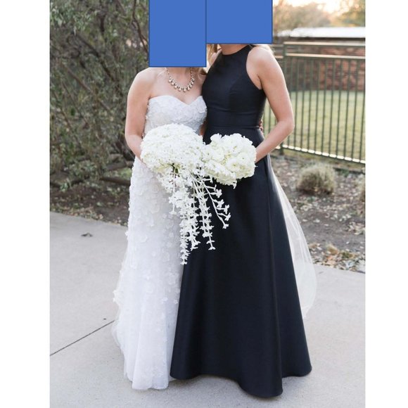 Alfred Sung Sleeveless Open-Back A-Line Bridesmaid Dress in Black - Picture 8 of 9